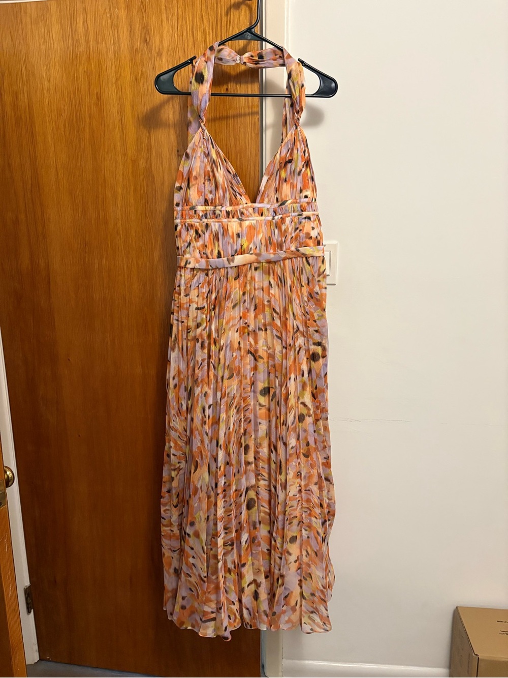 AMUR Neve Pleated Chiffon Dress in Pebble Beach - Picture 8 of 16